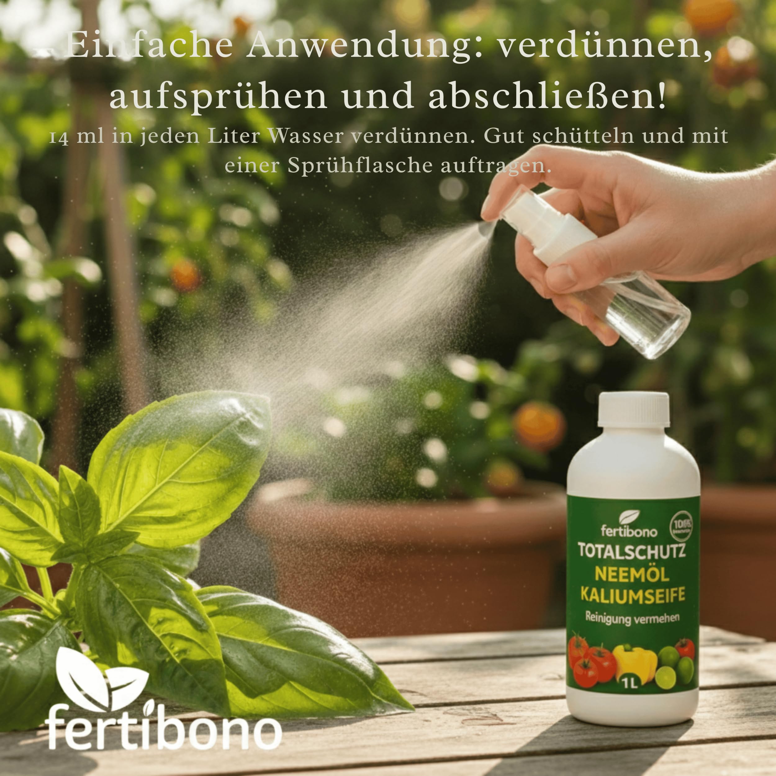 FERTIBONO Neemöl & Kaliseife 1L | Natürliche Pflege für Garten & Gemüse | Hält Blätter sauber & fördert Vitalität | Ohne Chemie