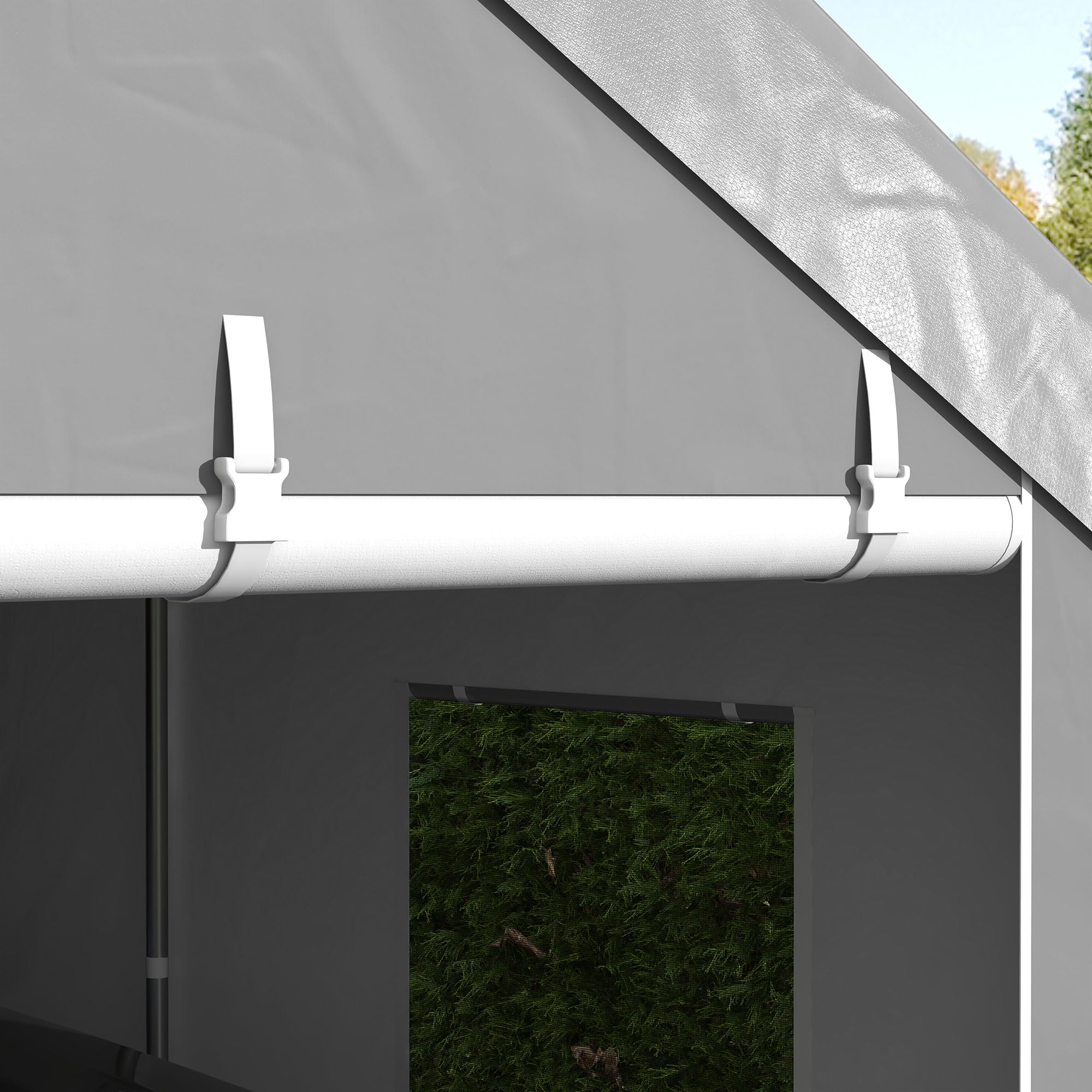 Outsunny Tente Garage carport dim. 6L x 2,95l x 2,78H m Acier galvanisé Robuste PE Haute densité 160 g/m² imperméable Anti-UV, 2 Portes enroulables et 6 fenêtres