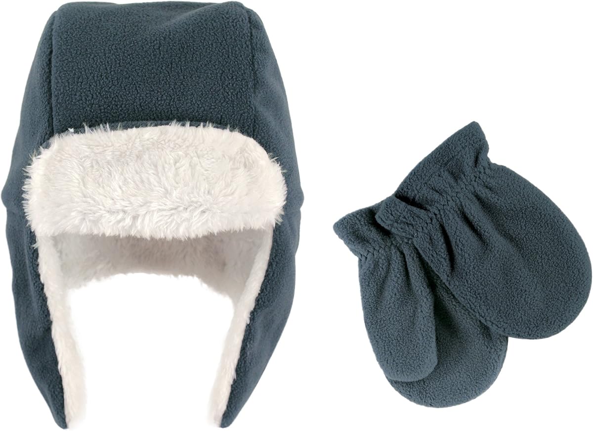 Hudson Baby Unisex Fleece Trapper Hat and Mitten Set
