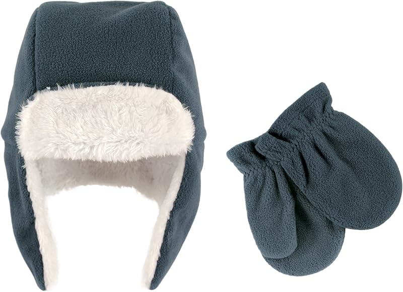 Hudson Baby Unisex Fleece Trapper Hat and Mitten Set