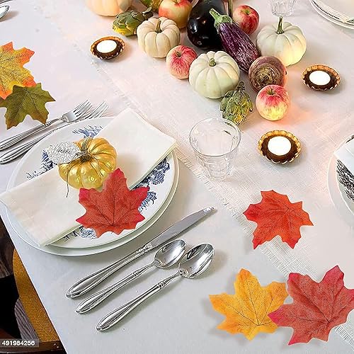 Miniatura 4 de Momkids 1000 hojas de arce artificiales, decoración de hojas de otoño, hojas de seda falsas para el hogar, restaurantes, centros de mesa,
