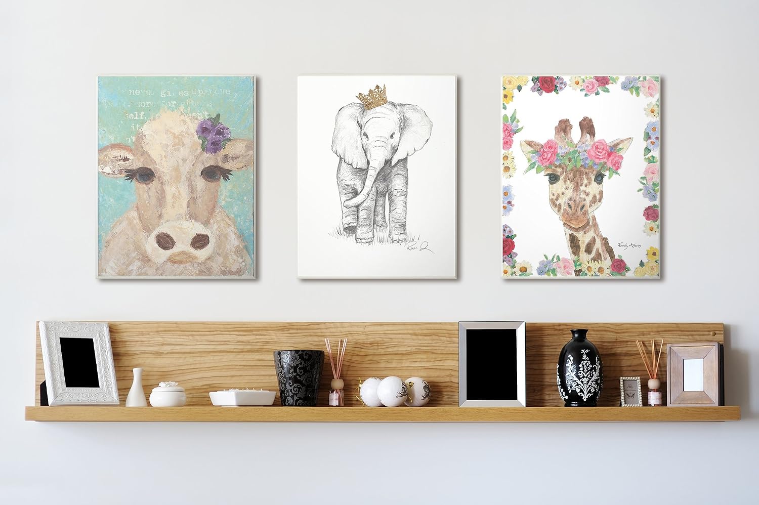 The Stupell Home Decor Collection Flower Friends Giraffe Oversized Wall Plaque Art, Wood, Multi-Colour, 13 x 19 - Image 5