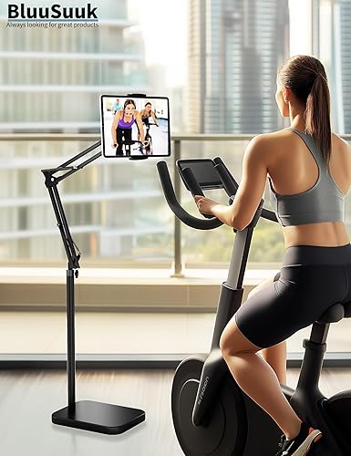 Miniatura 7 de Soporte de suelo para tablet con base estable de 11 libras, soporte giratorio de brazo elástico de altura ajustable, compatible con iPad Pro Air