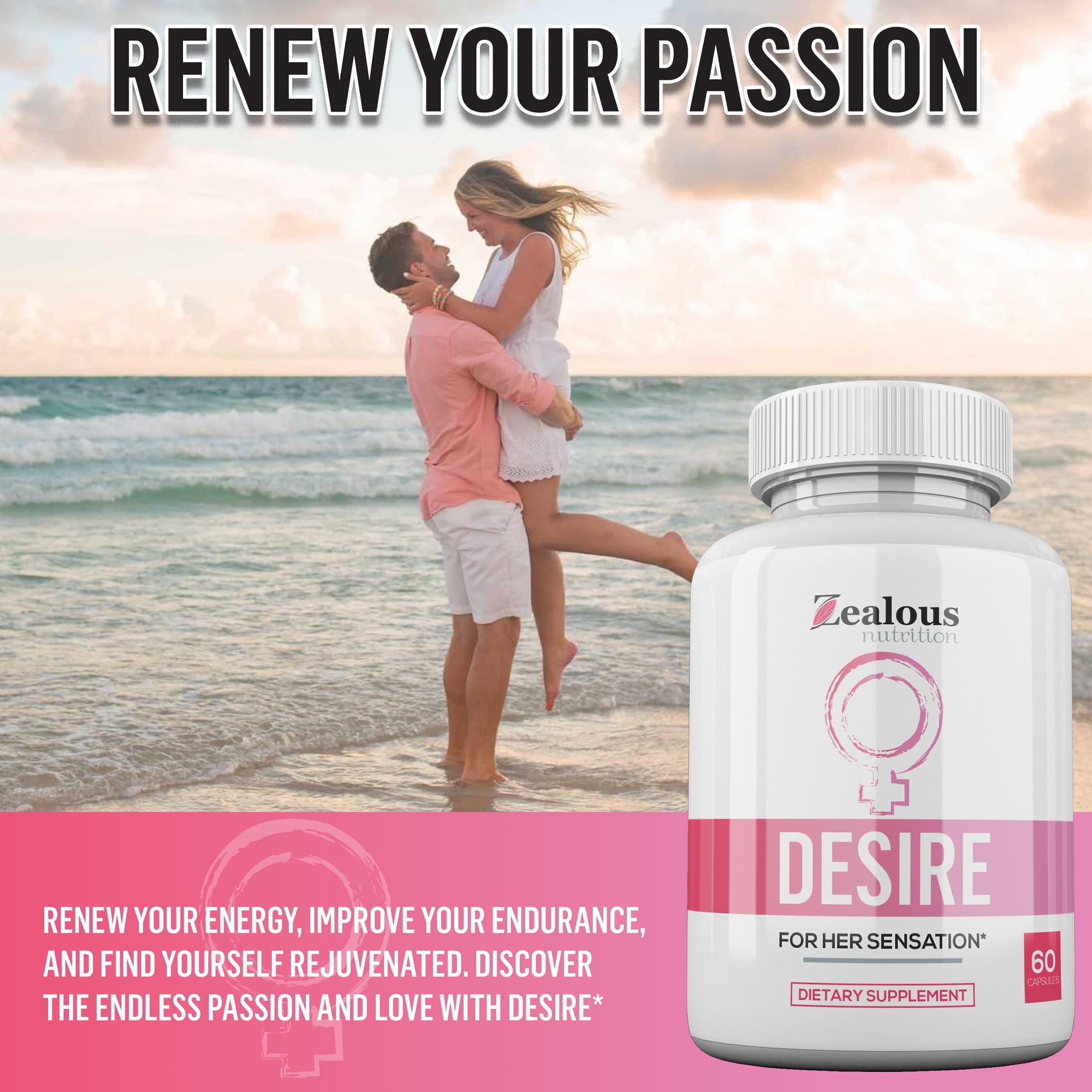Desire Female Drive Enhancement Pills for Women – Libido Support Supplement – Passion, Excitement & Sensitivity Support - Energy & Vitality Formula - Daily Female Wellness Capsules (1 Pack) — Amazon image 3