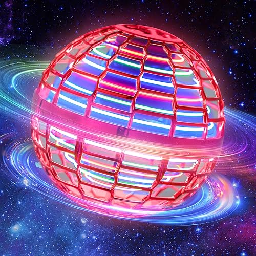 Miniatura 9 de Juguete de bola de orbe volador 2024 juguetes voladores de bola flotante Boomerang, controlador mágico de luces RGB mini dron, juguete de bola