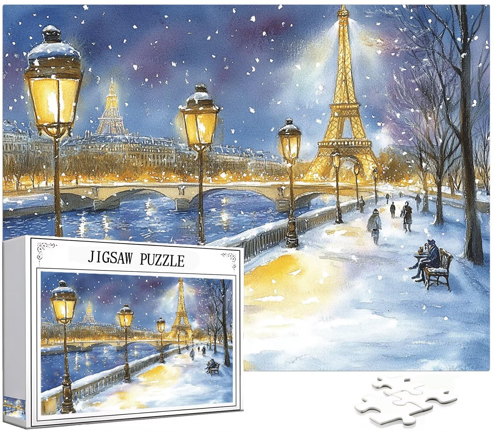 Scena Śnieg Puzzle 1500 sztuk Dorosłych, Ulica Wzór Puzzle Projekt, Jigsaw Dorosłych, 5D DIY Rzemiosło Rodzina Zajęcia z Pakowaniem Pudełka, Dekoracja ścienna do domu, 87x57cm, Model296