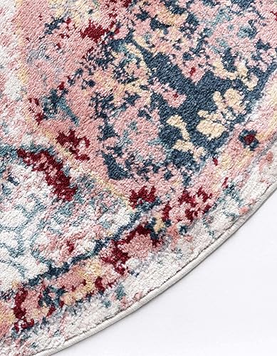 Miniatura 5 de Unique Loom Sumter Collection Alfombra de área, Aiken (8 x 10 pies, ovalada, rosaazul)