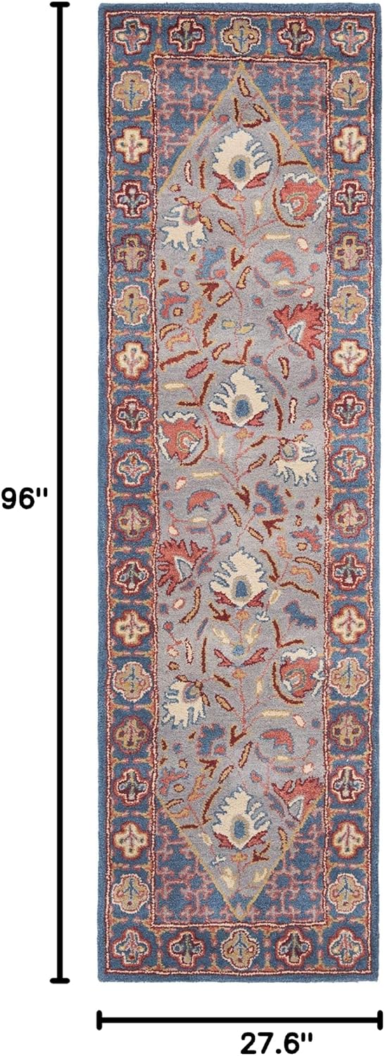 SAFAVIEH Antiquity Collection 2'3" x 8' Blue / Red AT508M Handmade Traditional Oriental Premium Wool Runner Rug