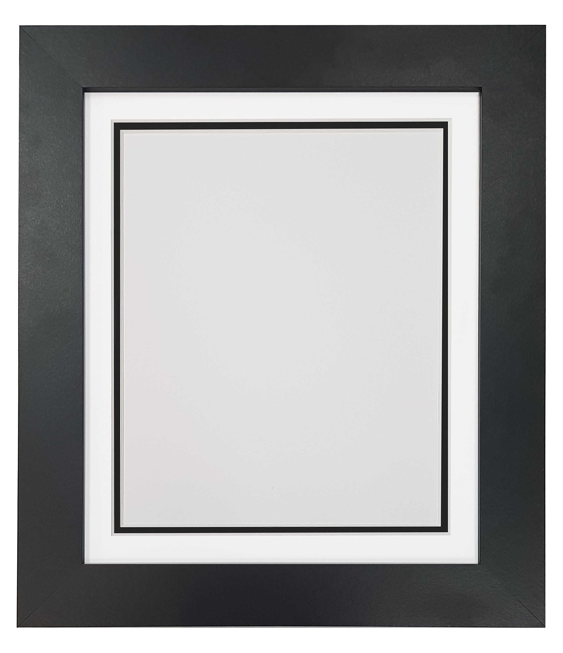 Frames By Post White On Black Double Mount Metro Black Photo Picture Poster Frame With Double White On Black Mount A3 For Image Size A4