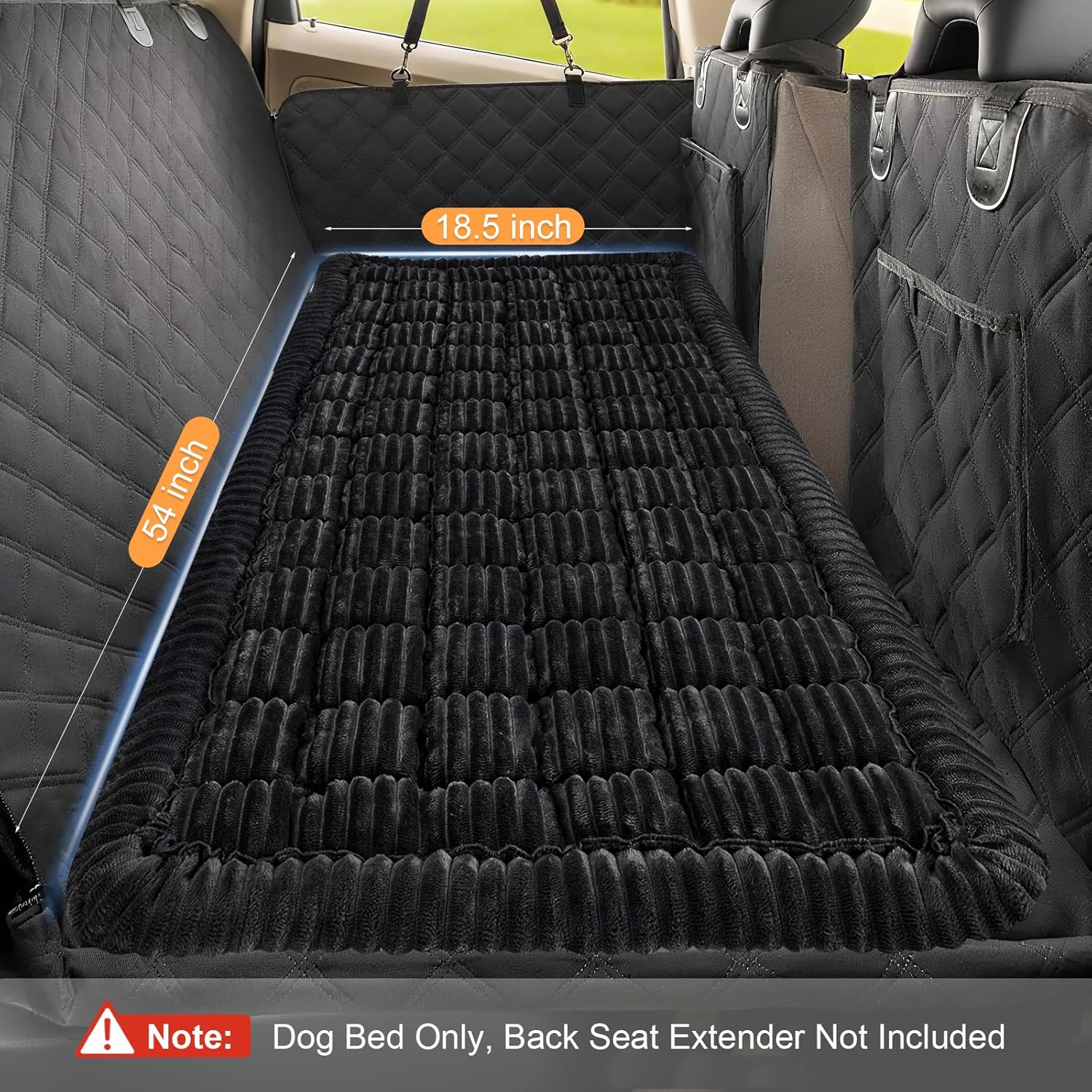 Dog Bed for Car, Non-Slip Travel Back seat Pet Bed Mat, Dog Blanket for Car Trucks Backseat, Fit for Backseat Extenders and Seat Covers (Black, 51 x 23.6 inch)
