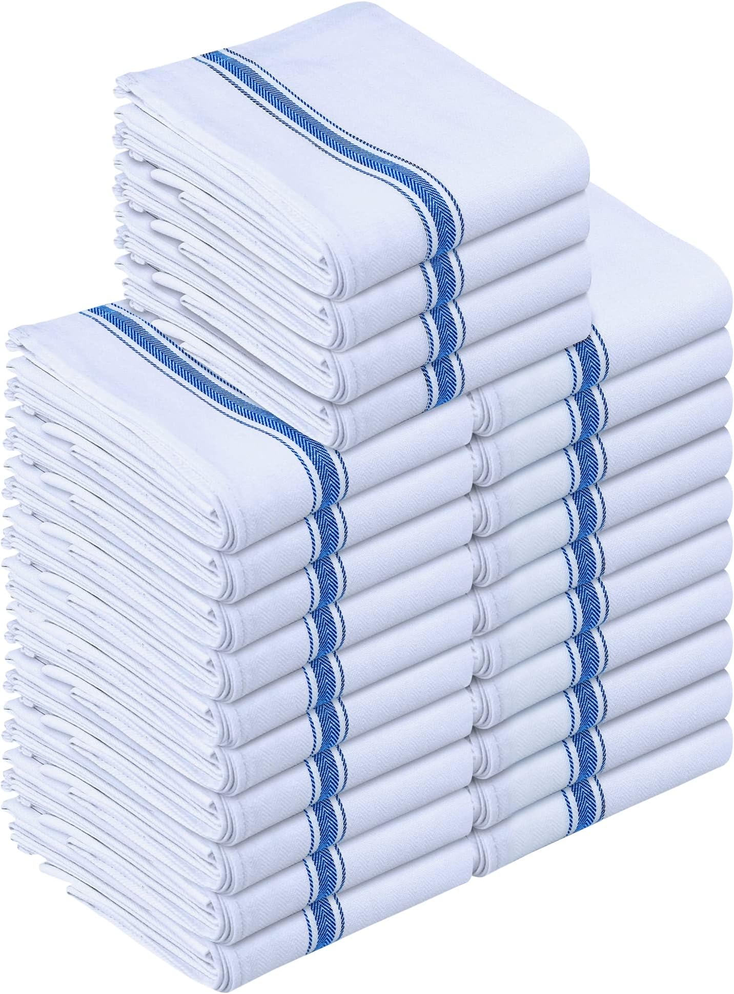 Utopia TowelsBlue Dish Towels [24 Pack - 15 x 25 Inches] 100% Ring Spun Cotton Highly Absorbent & Reusable Cleaning Bar, Tea, Kitchen and Dishcloths Set - 200 GSMOEKO-TEX STANDARD 100