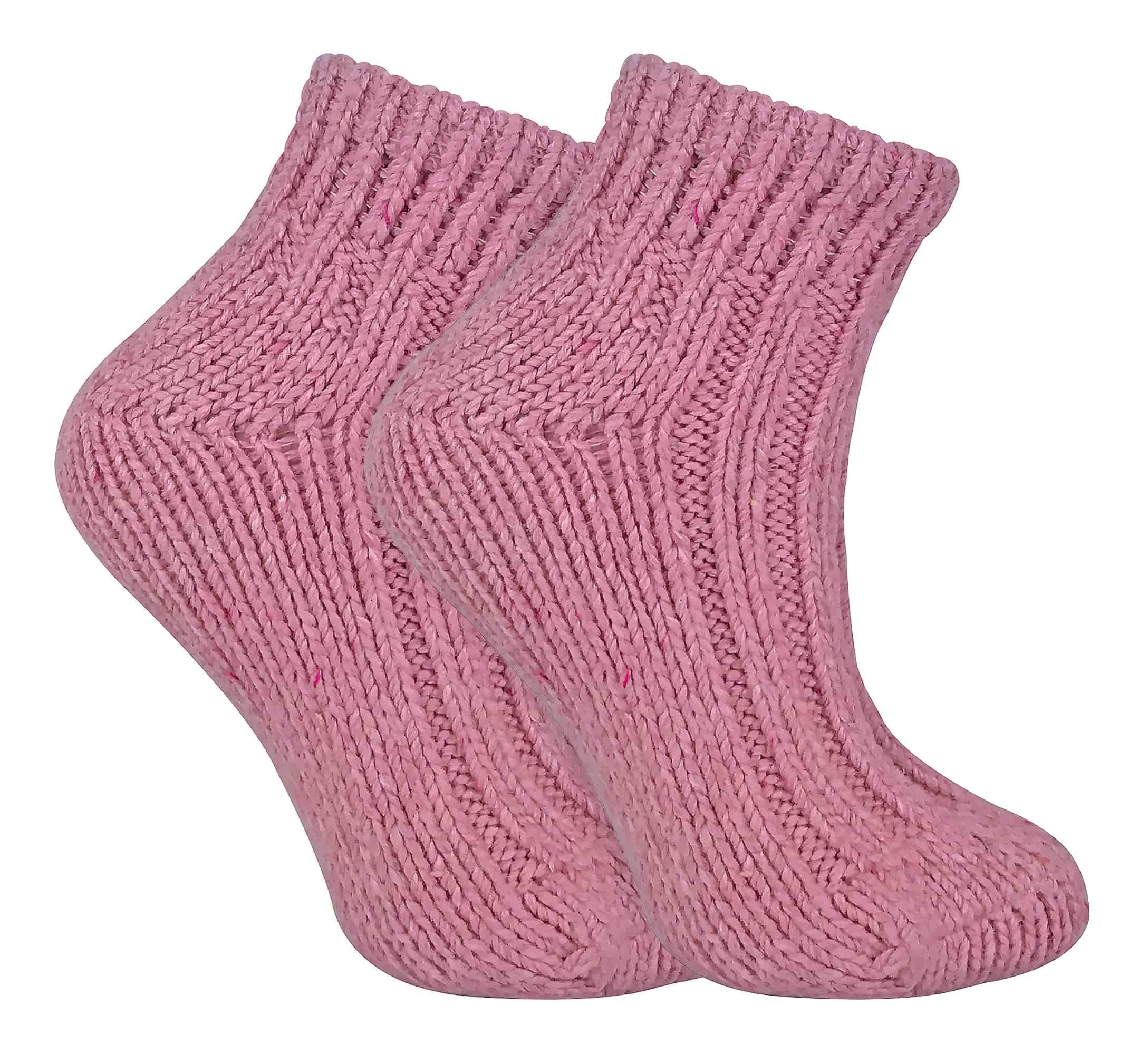 Sock Snob Women's 03 Pink - Chunky Knit Winter Warm Ribbed Low Cut Wool Blend Ankle Boot Socks (4-8 Uk, )