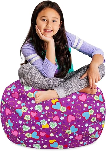 Miniatura 300 de Posh Funda de Silla Puf Rellenable para Almacenamiento de Animales de Peluche para Niños - Organizador de Juguetes Infantiles, Grande-38 - Lona