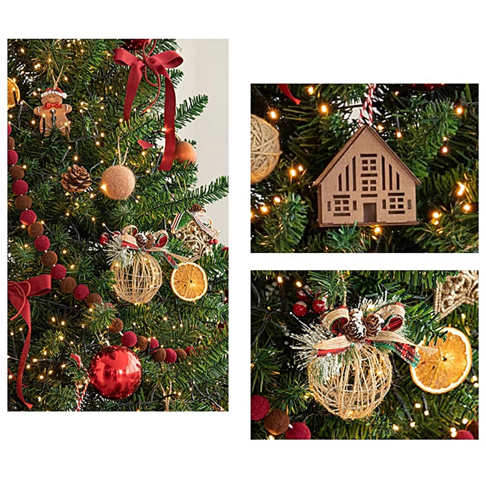 Albero di Natale, Christmas Tree In PVC, 120 Punte di Rami, con Recinzioni per Alberi e Decorazioni Natalizie, Alberi di Natale per Casa e Ufficio(Red,150cm)