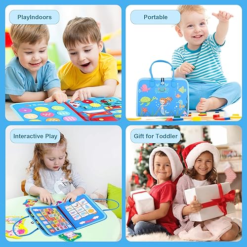 Miniatura 6 de EVERDAZZ Busy Board - Juguete Montessori para niños de 1, 2, 3, 4 años, actividades educativas, aprendizaje preescolar, tablero sensorial, juguetes