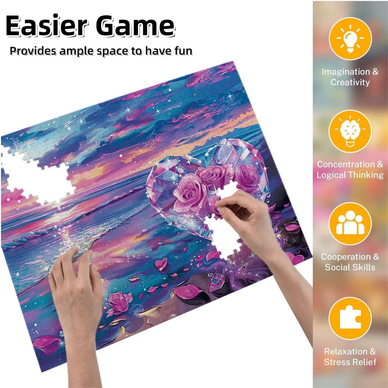 Jigsaw Puzzle, 1000 Pezzi Puzzle Classici, Amore Puzzle Rilassamento Intelligence, Mpossibile Difficile Puzzles impegnativo per adulti Puzzles per Gioco Familiare, Regalo per Amore Amico Rosa K0F-157