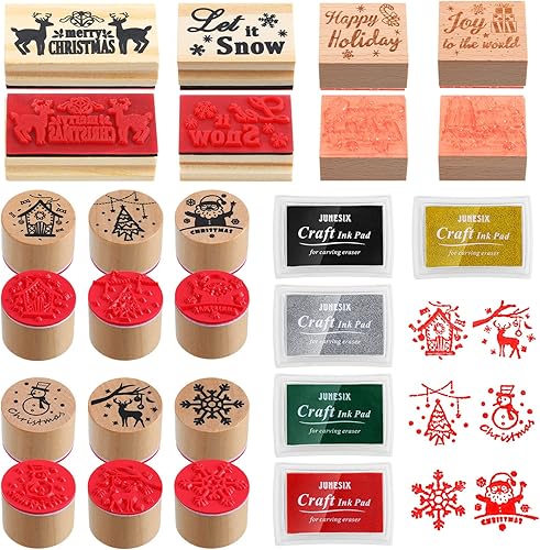 15 sellos de goma de madera de Acción de Gracias y almohadillas de tinta para manualidades, sello de goma de madera para álbumes de recortes y