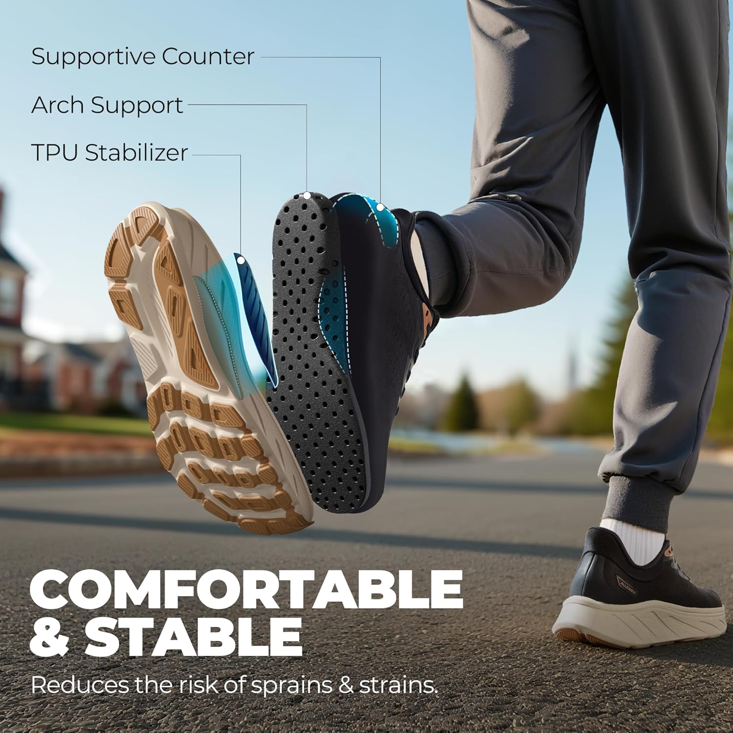 Men's Hands Free Slip On Stability Walking Running Shoes Tennis Non-Slip Comfortable Workout Gym Breathable Lightweight StediBase Fashion Sneakers - Image 6