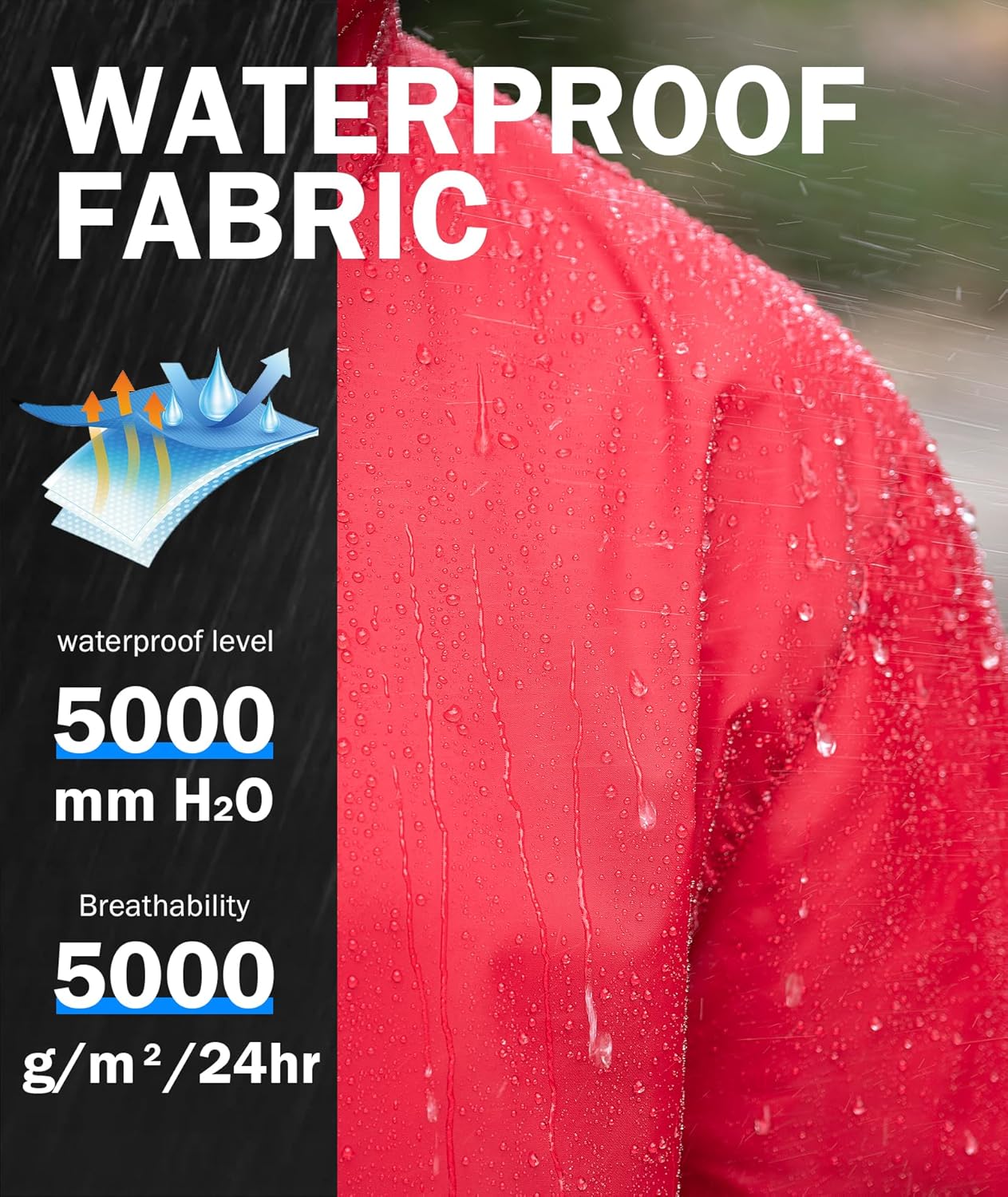 ZITY Men's Rain Jacket Waterproof with Hood Lightweight Raincoat for Golf Hiking Camping Cycling - Image 2