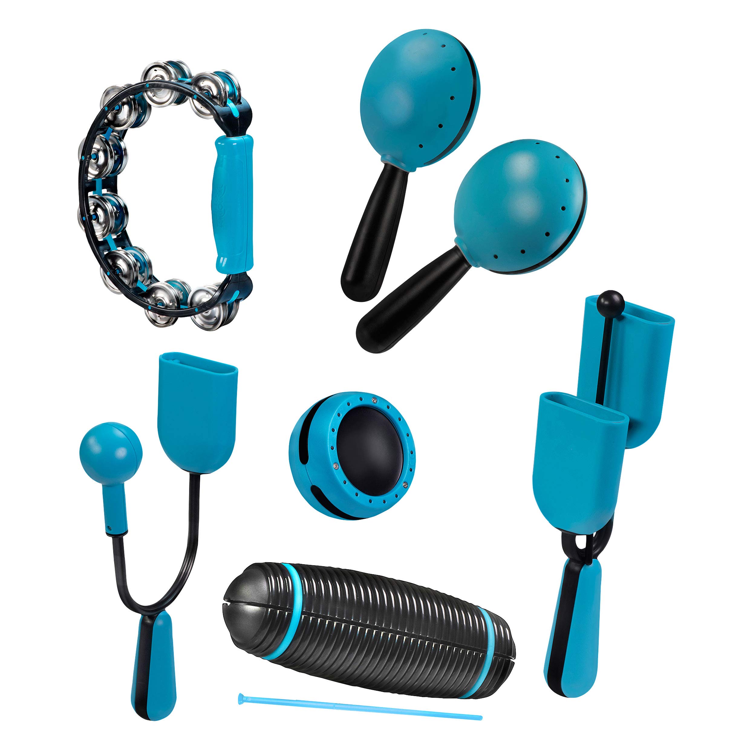 Voggenreiter 1183 - Set de 6 Utensilios de percusión (Guiro, vibra, agogo, batidora, Maracas, tamburín, Instrumentos, sonajero, tambourina, percusión, a Partir de 6 años)