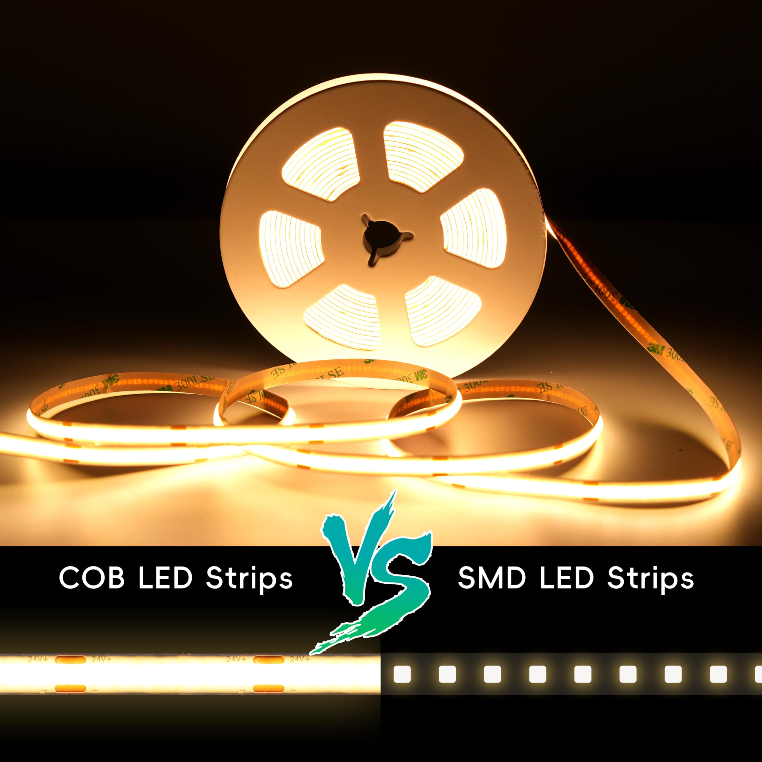COB Led Streifen 3M Warmweiß mit Berühren Dimmer Schalten und 36W Netzteil, Unterbauleuchte für Akustikpaneele und Küche