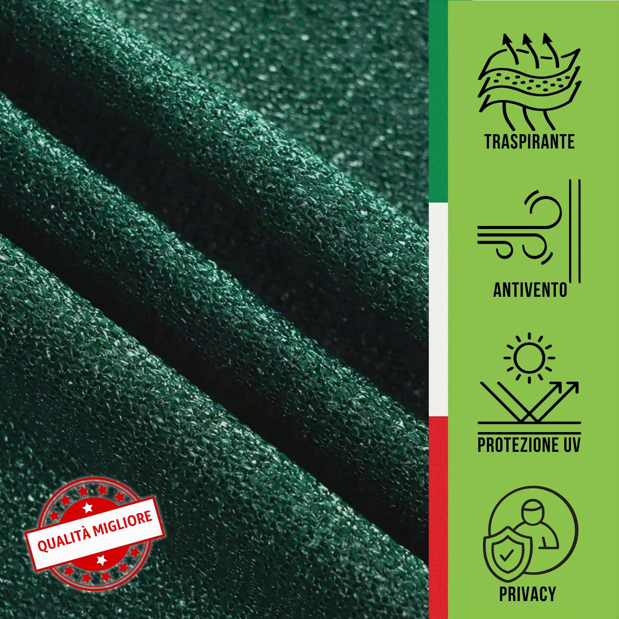ROM PLASTICA Telo Ombreggiante Verde Esterno Oscurante Giardino, 90% Protezione, 100% ITALIANO,Rete Ombreggiante H200x25 Metri,Frangivento Recinzione,Teli Ombreggianti Esterno,Telo Parasole Da Esterni