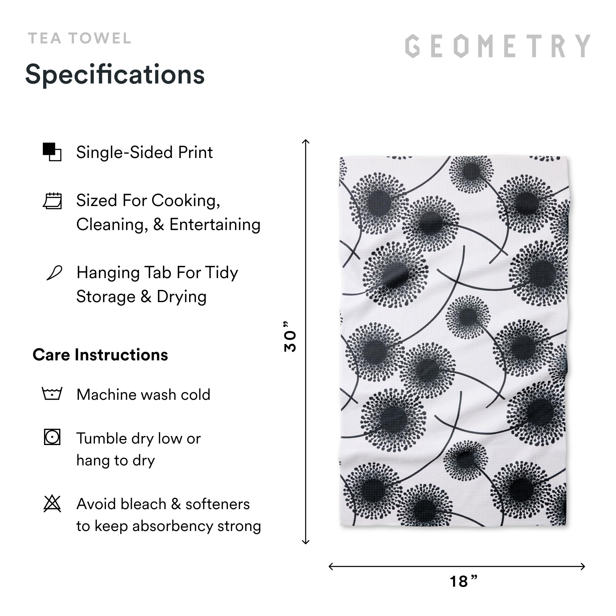 GEOMETRY Paño de cocina – Paños de microfibra de secado rápido para secado de cocina – Toalla de secado rápido de alta calidad – Lino + Full Bloomed (juego de 2 unidades)