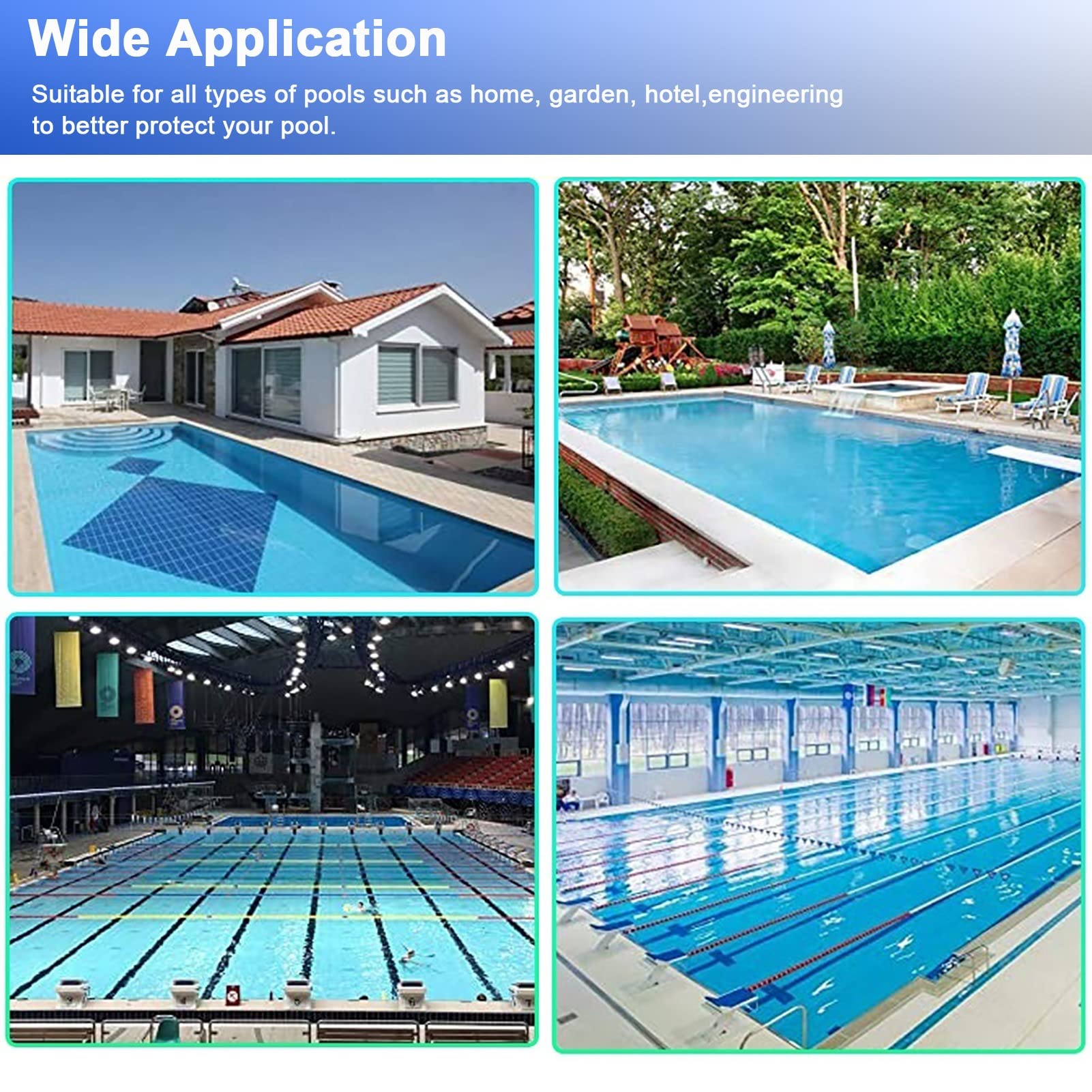 Cobertor Solar para Piscinas Cubierta antipolvo para piscina, protector de tapetes de piscina duraderos de invierno grande, cubierta de malla azul de seguridad rectangular, para piscina familiar, 1 m
