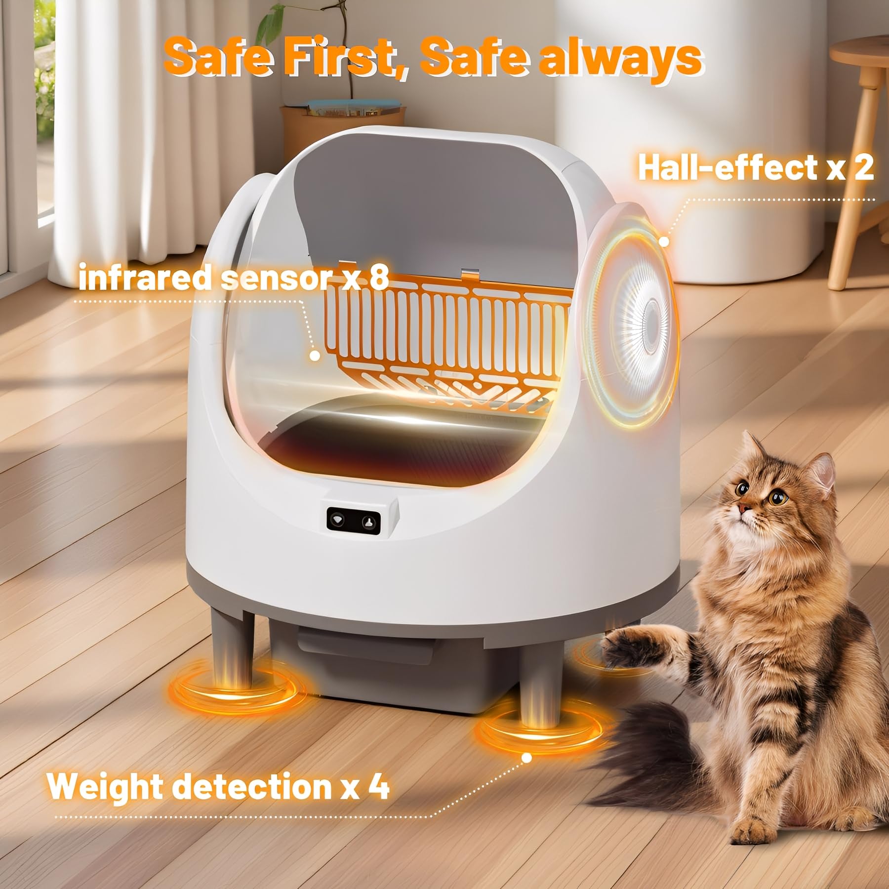 Arenero Gatos Autolimpiable, Caixa de Areia para Gatos, Arenero Automatico | Control por App, Silencioso y Seguro, Caja de Arena Automática con Protección Integrada, Ideal para Múltiples Gatos