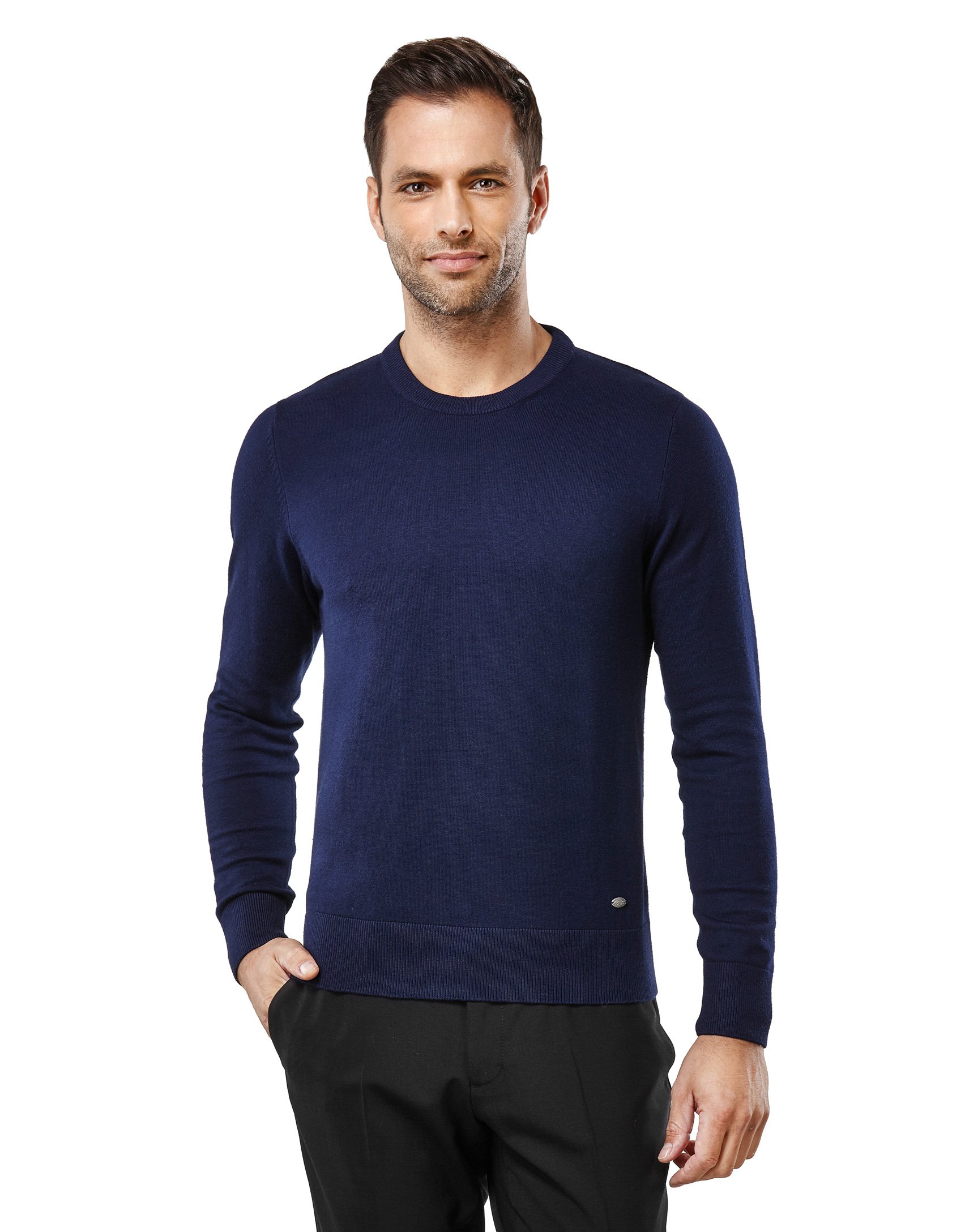 Vincenzo Boretti Herren-Pullover V-Ausschnitt Slim-fit tailliert Strick-Pullover V-Neck einfarbig Baumwolle-Mix edel elegant leicht Fein-Strick für Business oder Casual