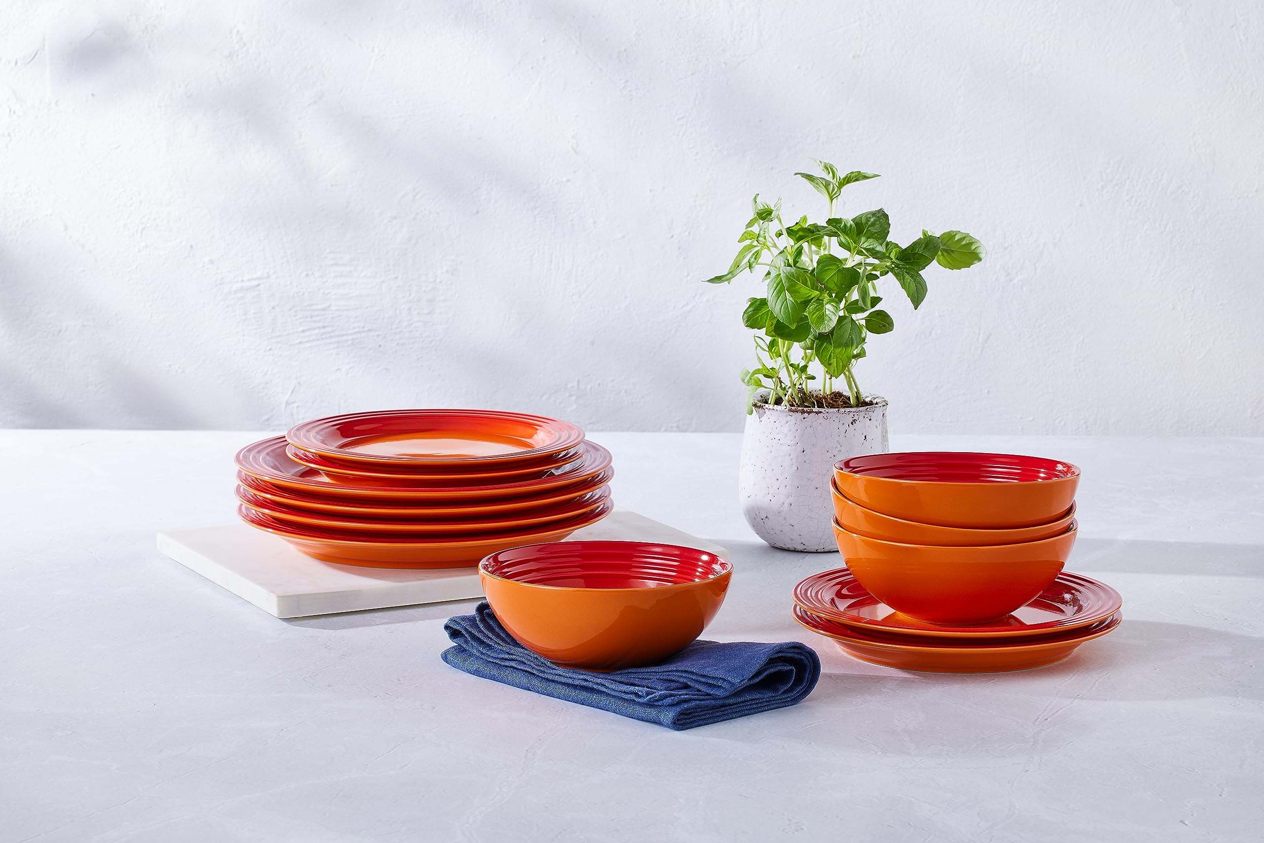 Le Creuset 12 Piece Stoneware Dinnerware Set, Volcanic