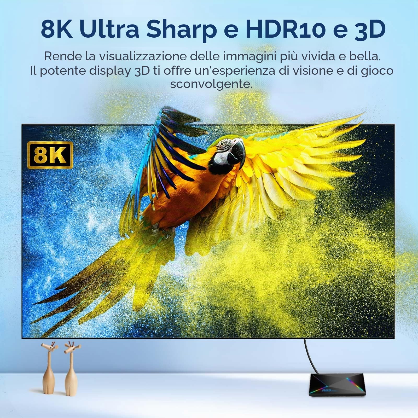 Android TV Box 2025, Android 14.0 TV Box 2GB RAM 16GB ROM 1000M Ethernet WIFI6 Android Box 4K 6K 8K HDR10 R69 Plus H728 Octa-core 3D Smart TV Box Supporto 2.4G 5.8G Dual WiFi BT5.0 USB 3.0