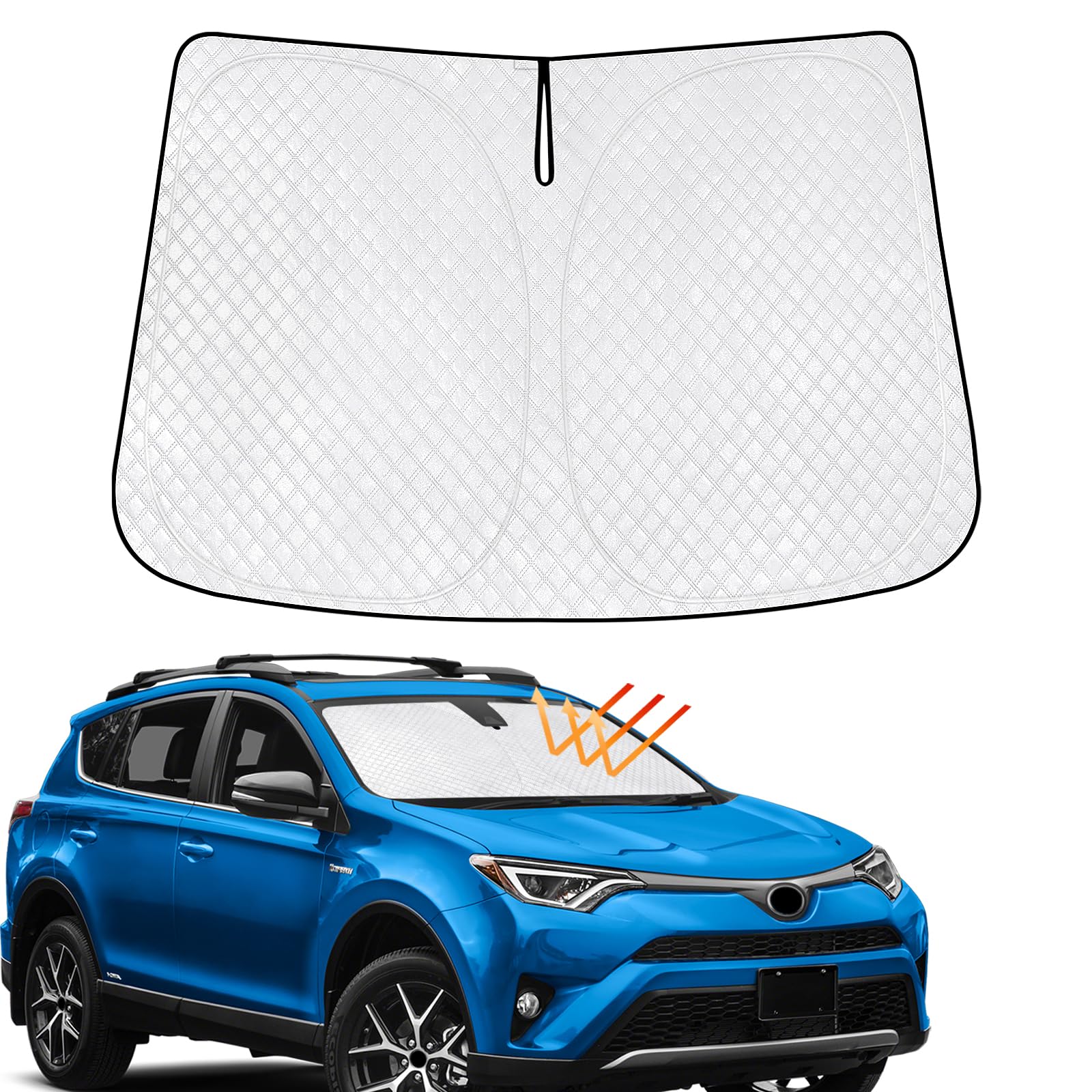 D-Lumina Windshield Sun Shade For 2013-2018 Toyota RAV4 - Foldable UV Ray Protector, Easy Pack & Unpack