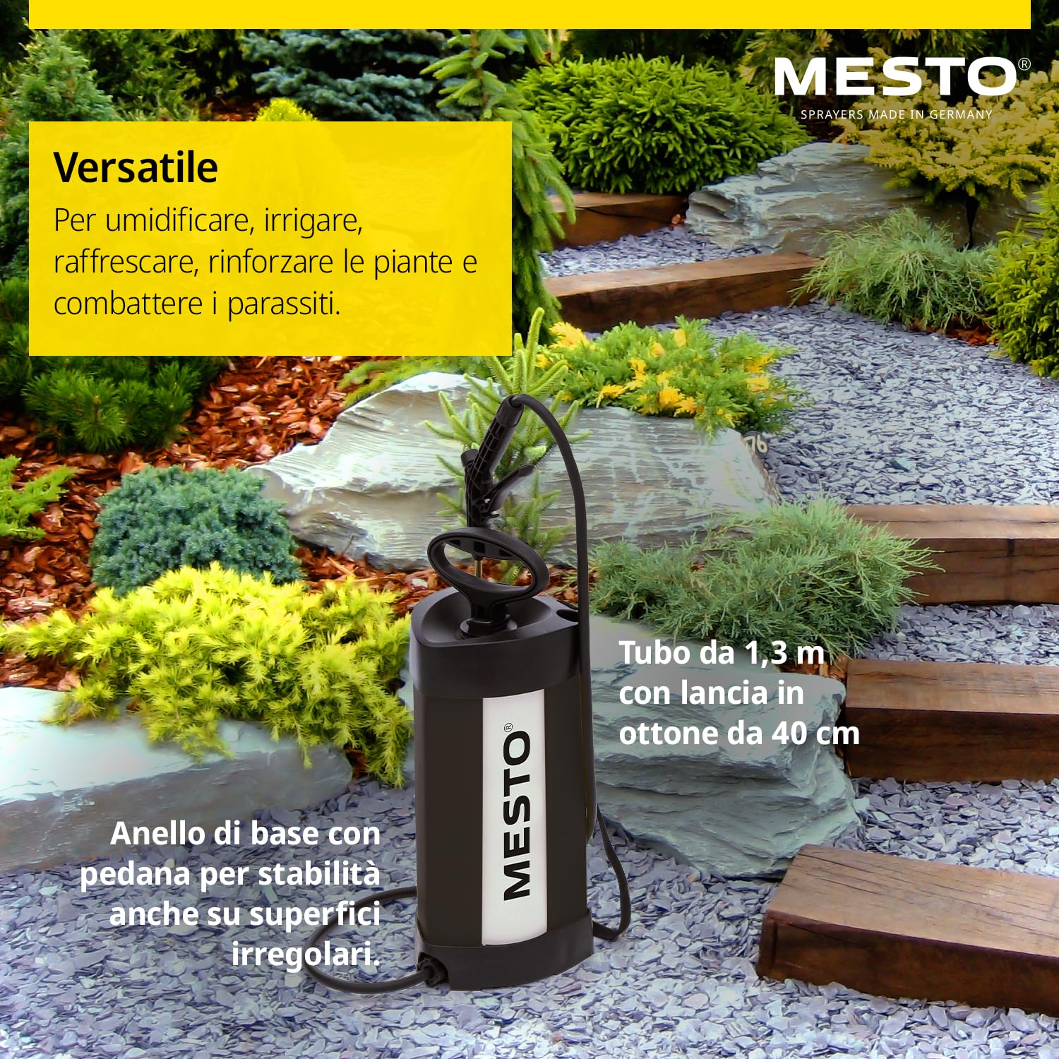 MESTO PICO Black Edition Drucksprühgerät 5L Set inkl. MESTO Regenmesser | Drucksprüher 3 Bar | Drucksprühflasche Haus & Garten | Pumpsprühflasche für Pflanzen | Unkrautvernichter & Pflanzenschutz
