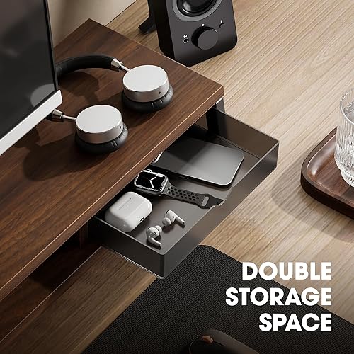 Miniatura 3 de Fenge Soporte de monitor doble, elevador de monitor con cajón, soporte de monitor de computadora grande de 42.5 pulgadas para 2 monitores, estante