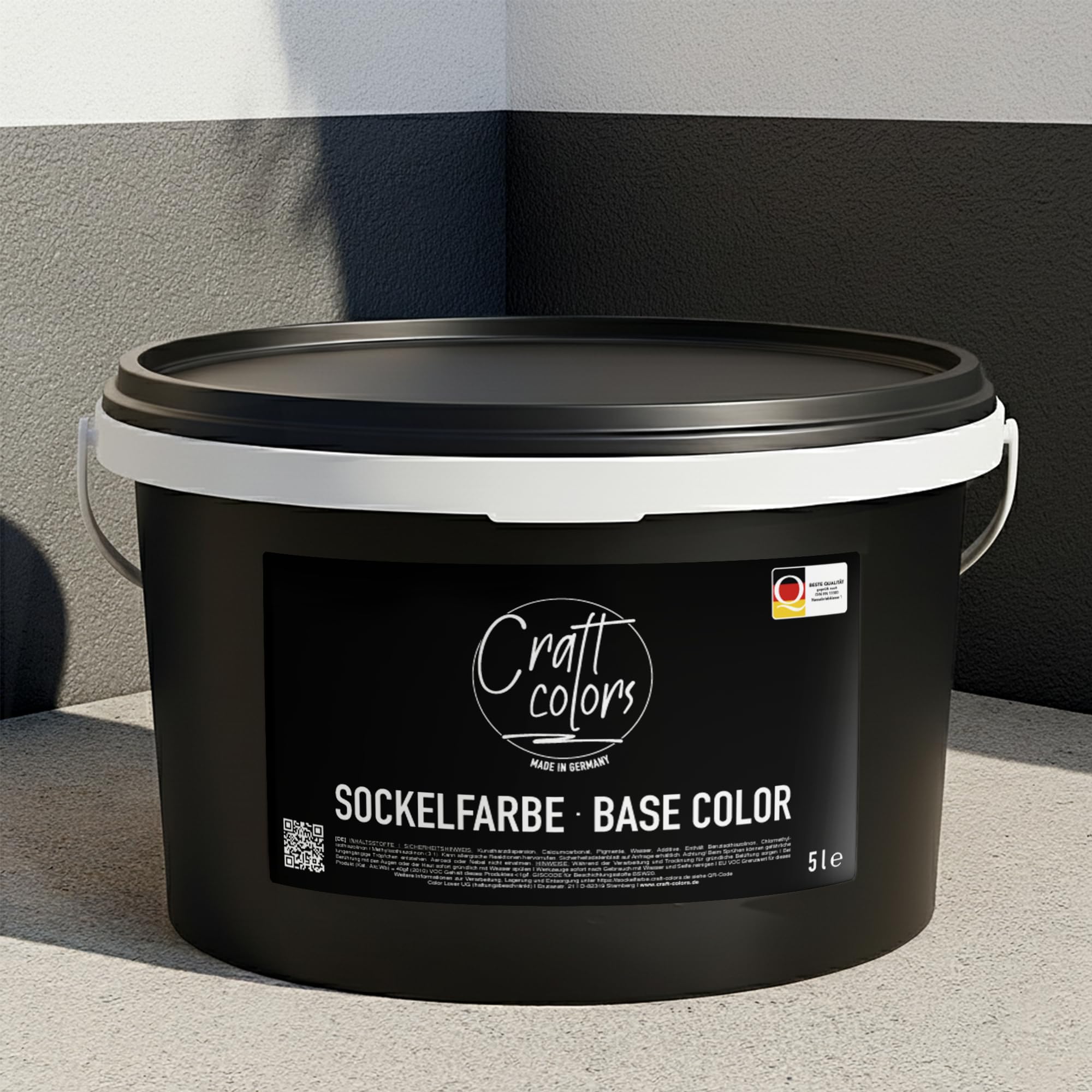 Peinture noire 5 L Abrasion humide classe 1 Résiste UV intempéries pour béton mur façade toit