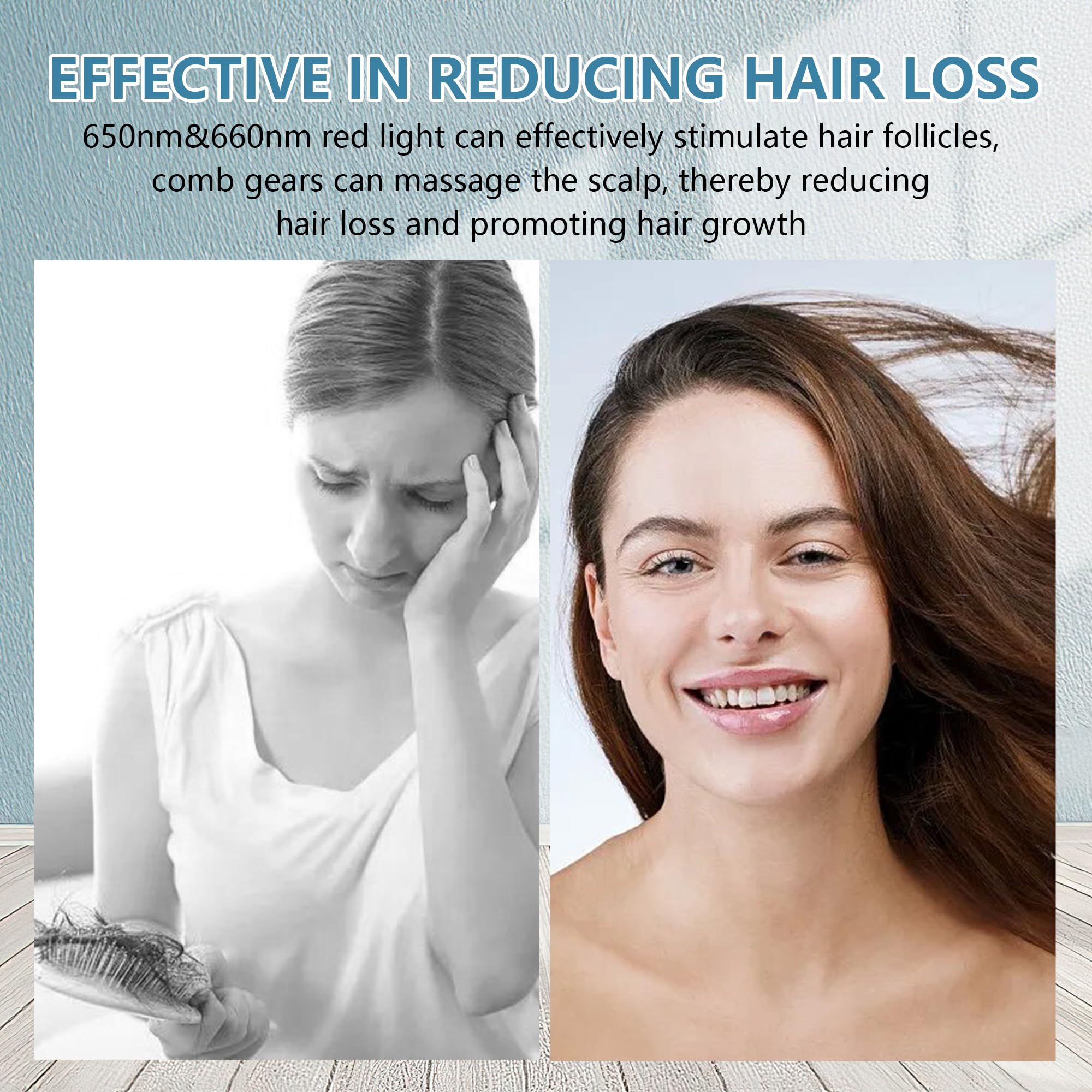 KTS Peine láser de crecimiento del cabello, dispositivo de crecimiento del cabello de terapia de luz láser, terapia de luz roja promover el crecimiento del cabello para hombres y mujeres (azul)