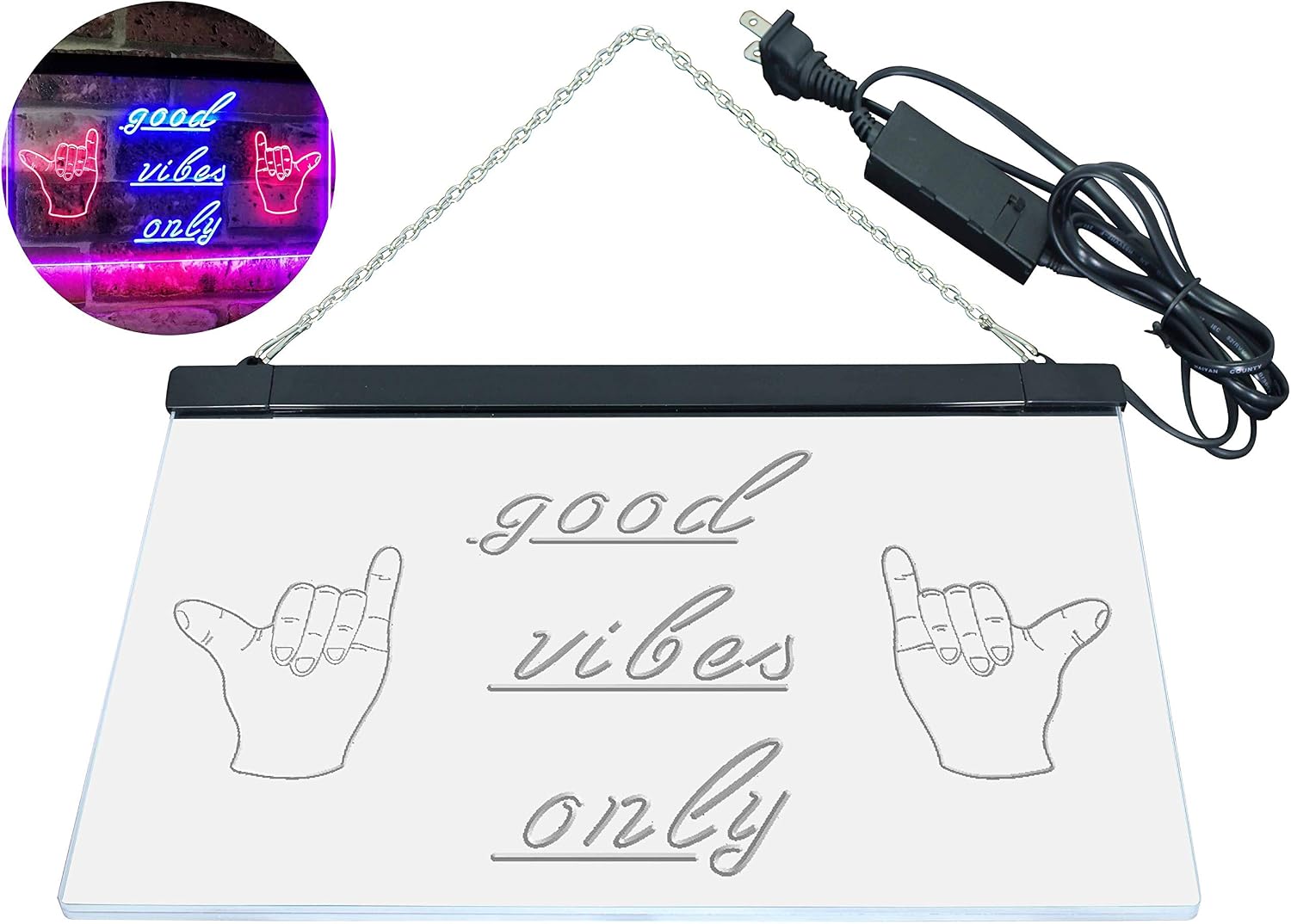 ADVPRO Good Vibes Only Hands Party Dance Disco Decoration Dual Color LED Neon Sign Red & Blue 16" x 12" st6s43-i3077-rb