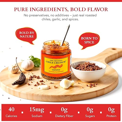 Miniatura 7 de Chile Crunch - Un condimento picante natural crujiente chipotle - 3 frascos