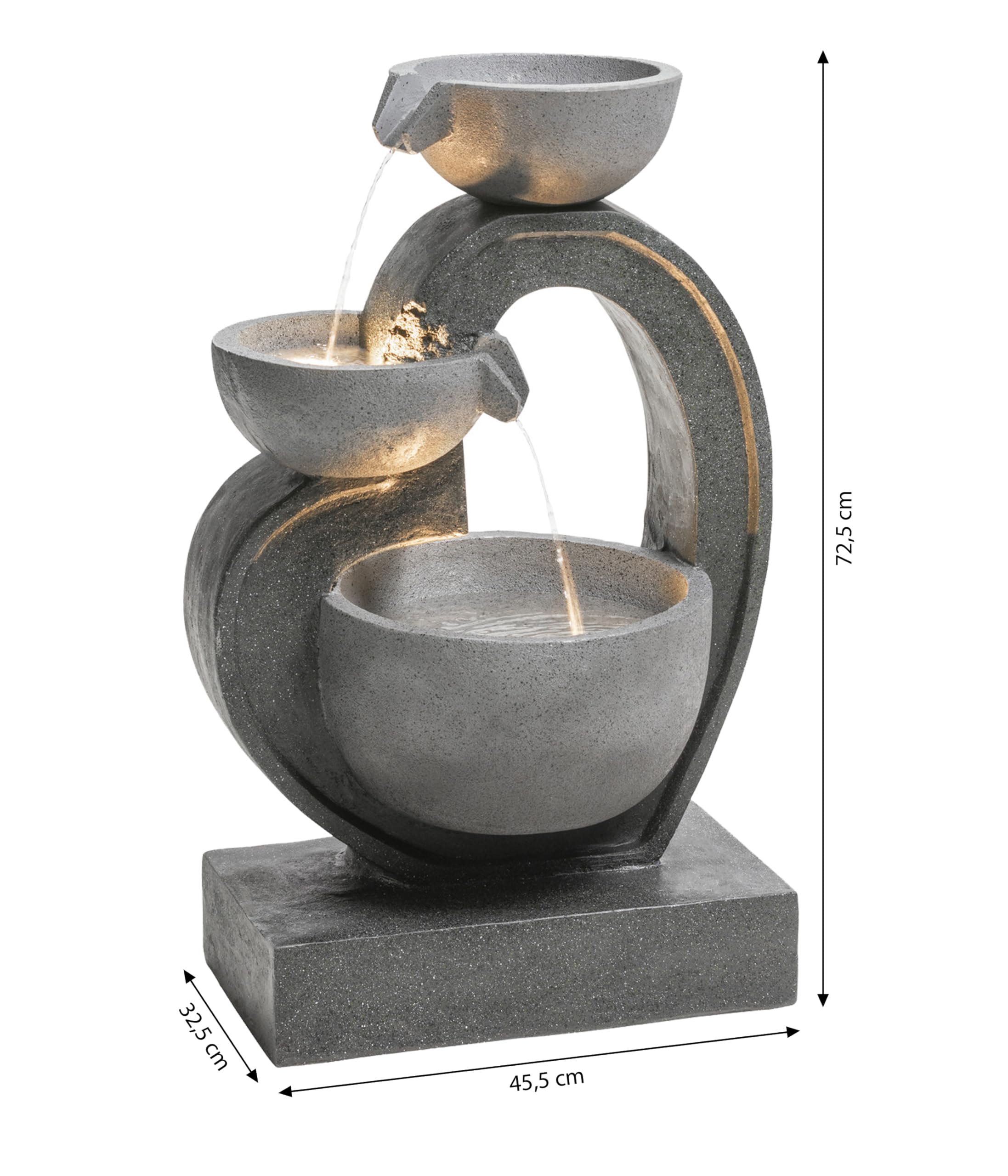 Dehner Fontaine de Jardin Heart, Environ 72,5 x 45,5 x 32,5 cm, polyrésine, Gris