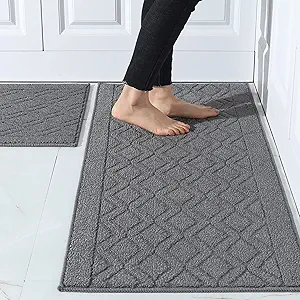 48x20 Inch/30X20 Inch Kitchen Rug Mats Made of 100% Polypropylene 2 Pieces Soft Kitchen Mat Specialized in Anti Slippery a...