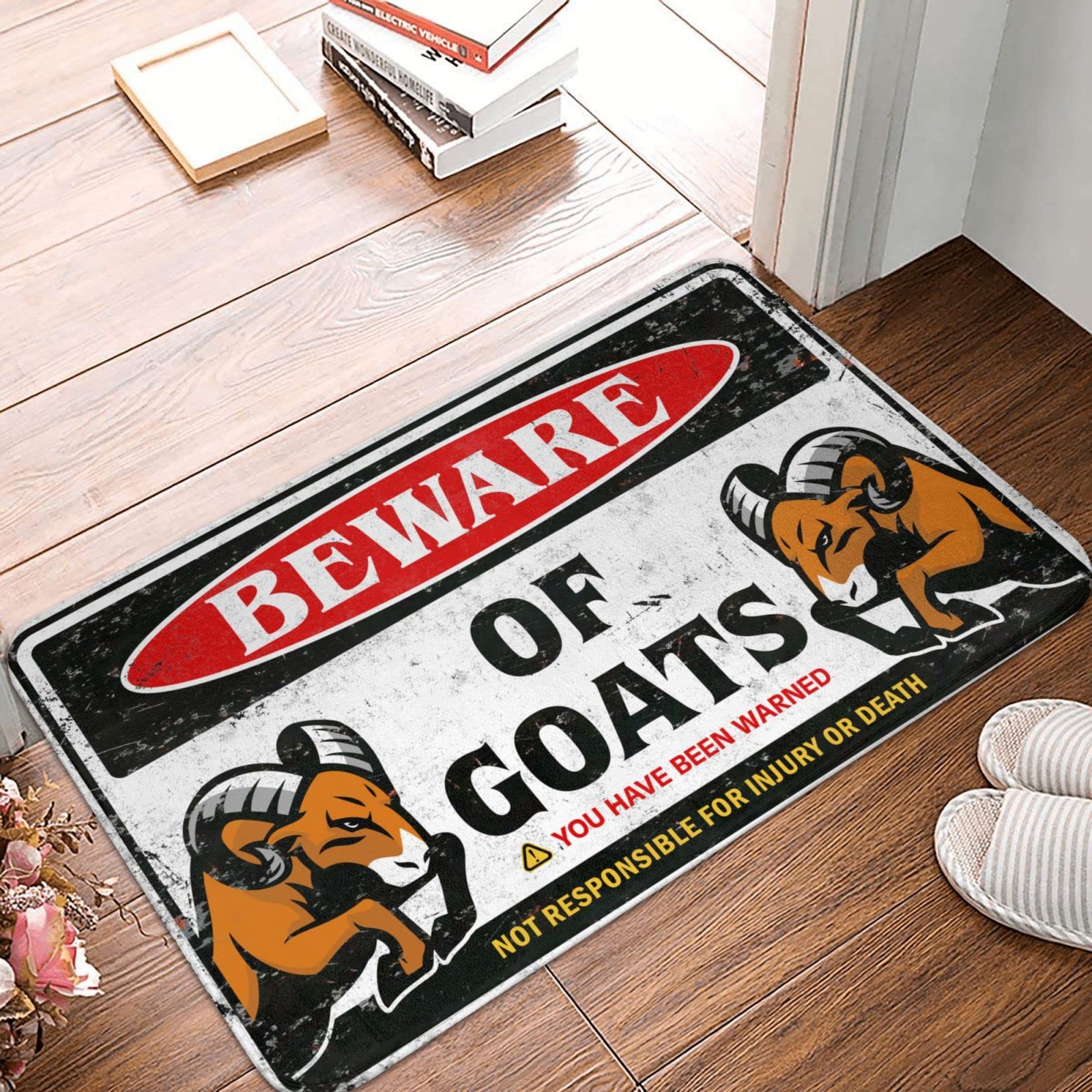 Alfombras Camper Outdoor de 40 x 60 cm con estampado Beware of Goat para exterior