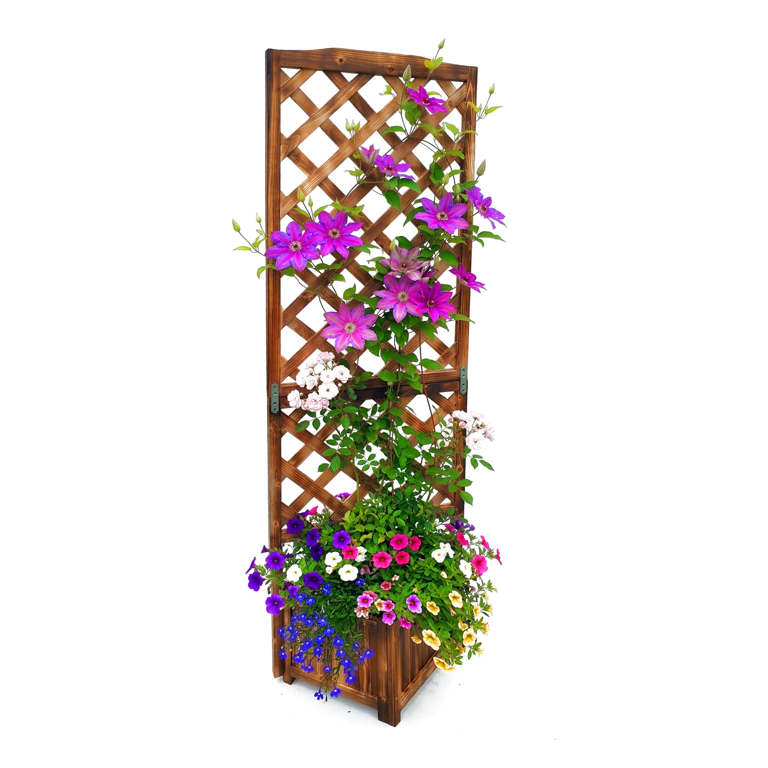 Relaxdays donica z kratką do pnączy, 180 x 55 x 51 cm, postarzane | na balkon i ogród, drewno jodłowe