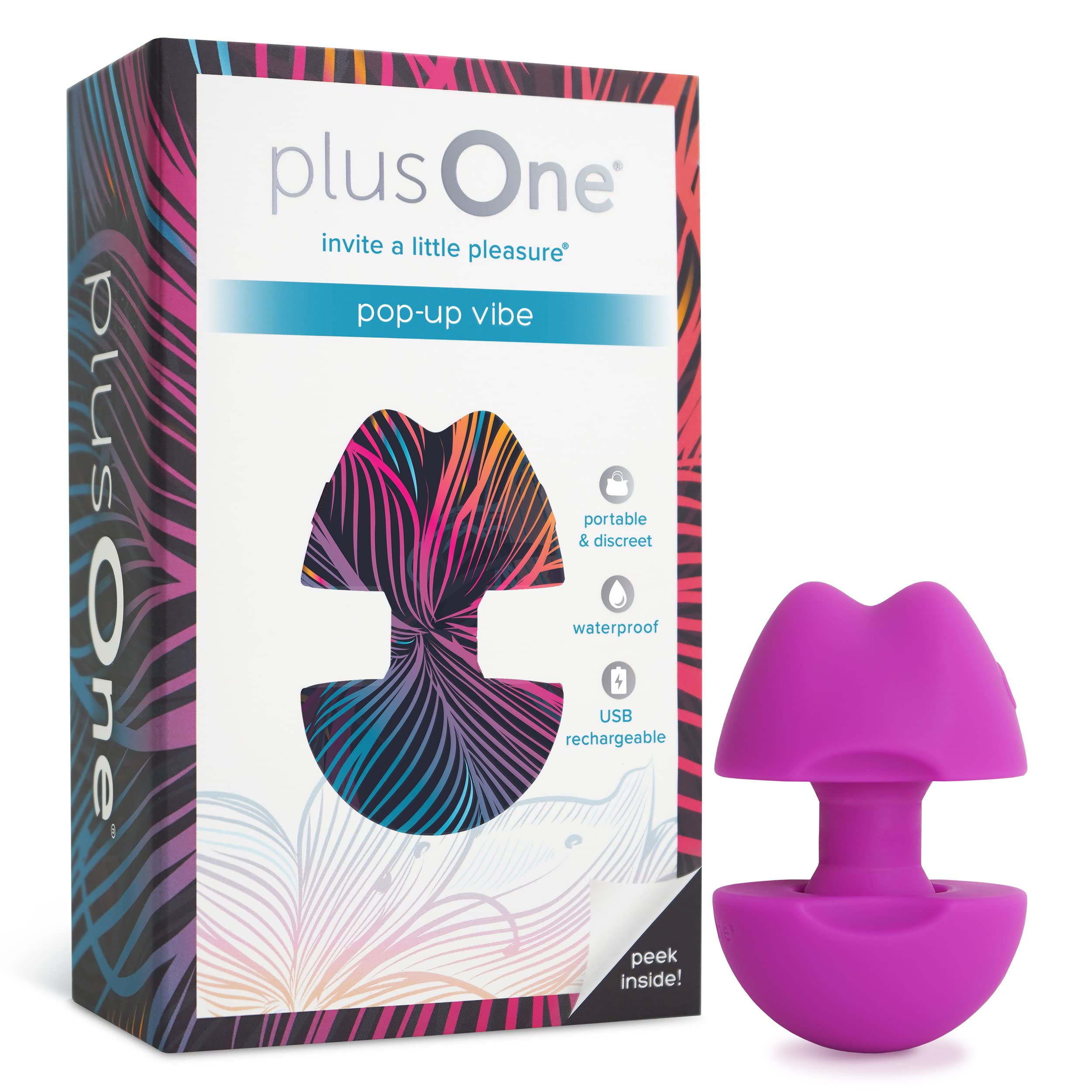 plusOne Pop-Up Vibe Compact Vibrator, 10 Modes, Pink