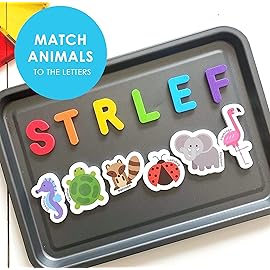 Curious Columbus Toddler Magnets - Animal Fridge Magnets for Kids | 52 Refrigerator Magnets with 26 Animals + 26 ABC Magnetic Letters | Foam Alphabet Learning Set for Toddlers
