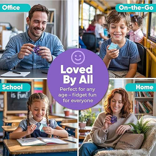 Miniatura 2 de BunMo Infinity Cubes Paquete de 2 juguetes para la ansiedad diseño de cubo infinito galaxia púrpura y azul rosa Cubo para la ansiedad se dobla como