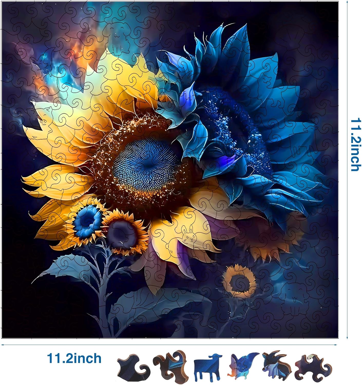 Wooden Puzzle for Adults, 248 Piece Unique Animal Shaped Jigsaw Puzzles, Family Game Gift for Adults and Teenagers (11.2 * 11.2in)