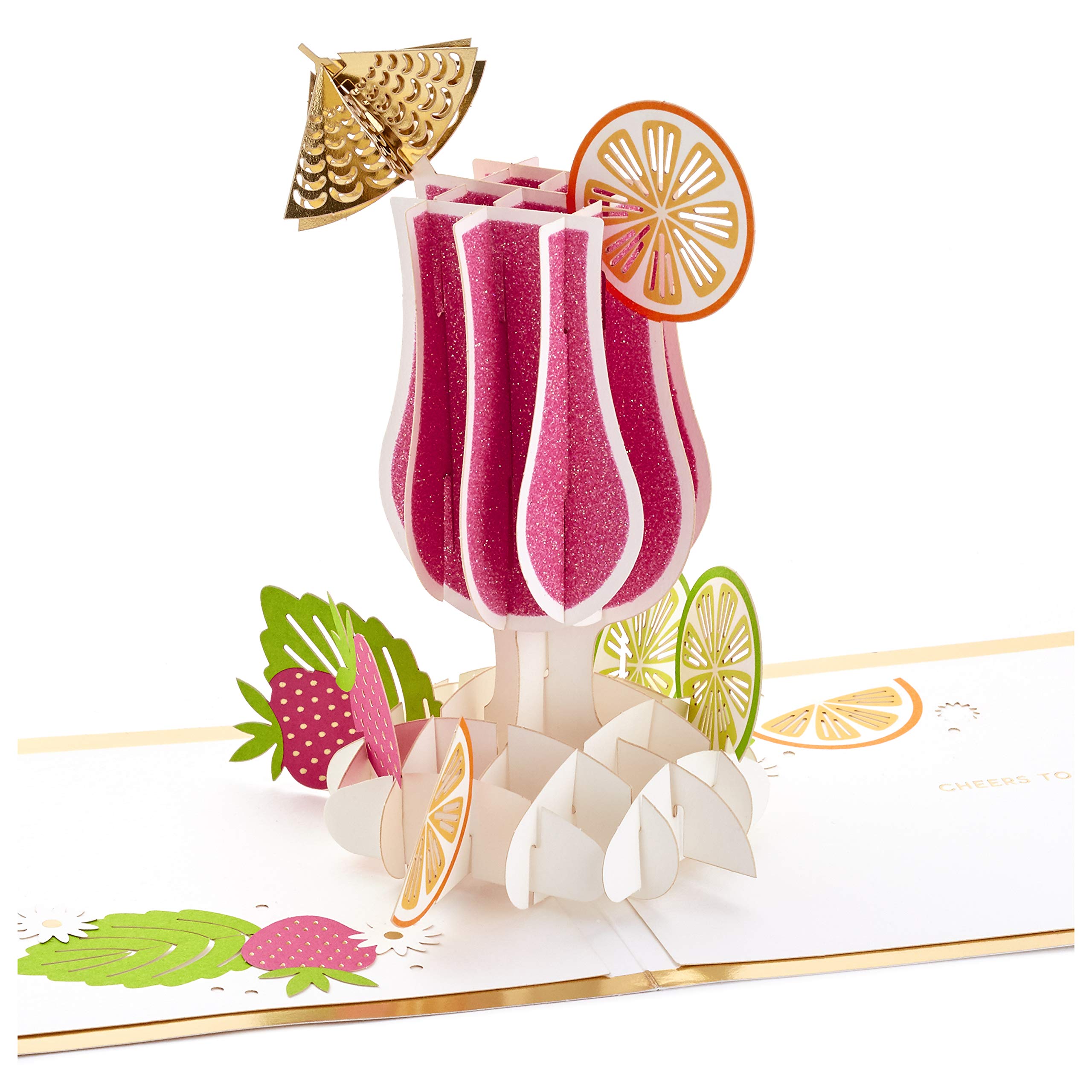 Hallmark Signature Paper Wonder Pop Up Mothers Day, Congratulations, or Birthday Card (Cheers, Tropical Drink) (1299RZH1129)