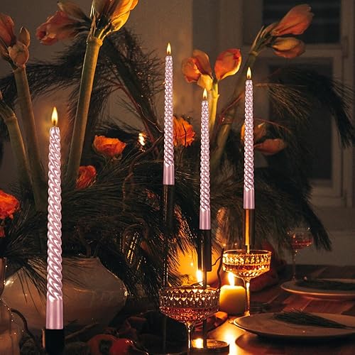 Miniatura 2 de Kemladio 8 velas cónicas rosas de 10 pulgadas, velas cónicas sin perfume que queman 8 horas, palitos de velas largas, velas de cena, velas altas,