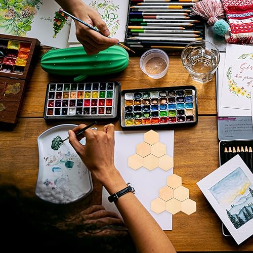 Miniatura 8 de MAGICLULU 100 piezas de madera sin terminar hexágono hexágono de madera sin acabar, rebanadas de madera sin terminar para proyectos de manualidades,